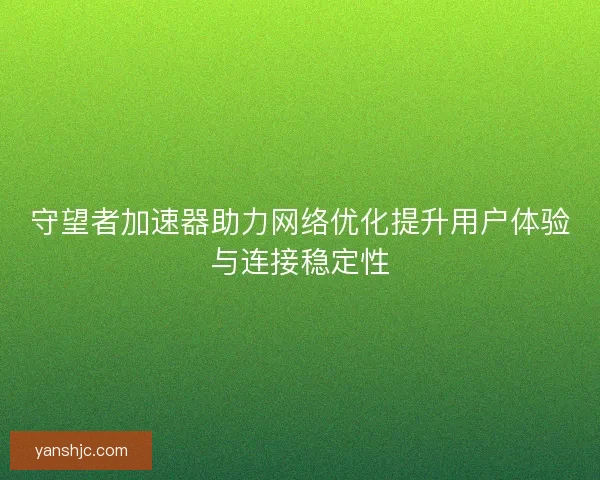 守望者加速器助力网络优化提升用户体验与连接稳定性