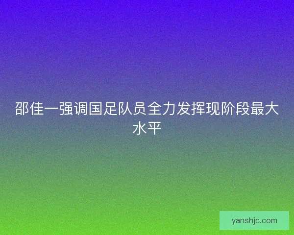 邵佳一强调国足队员全力发挥现阶段最大水平
